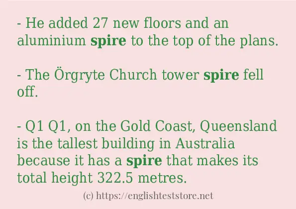 Some example sentences of spire