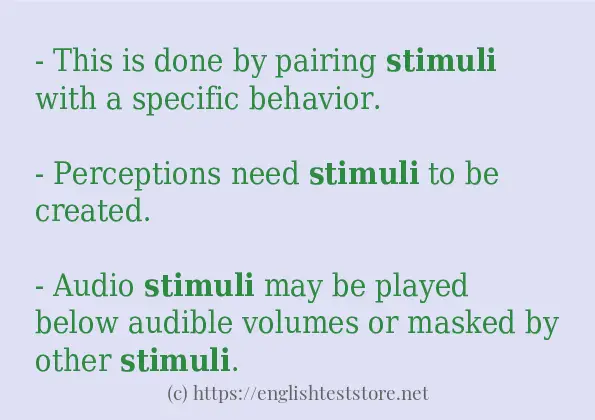 Some example sentences of stimuli