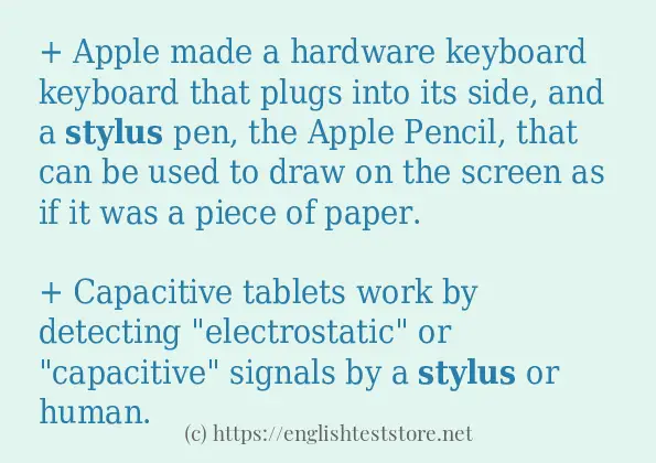 Some example sentences of stylus