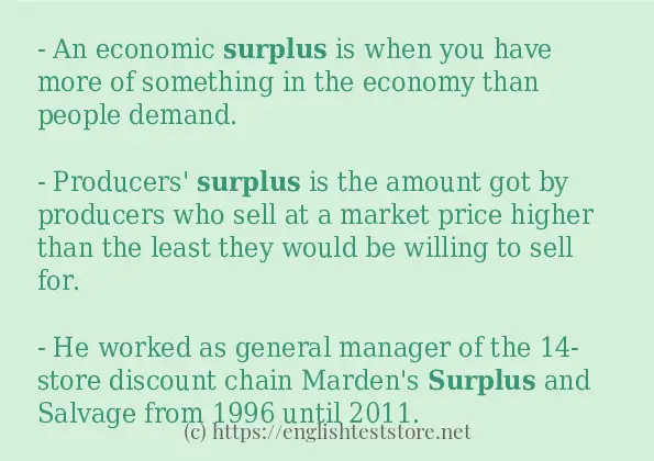 Some example sentences of surplus