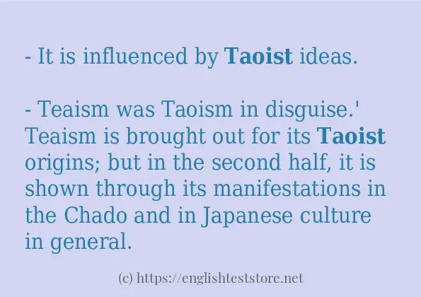 Some example sentences of taoist Some example sentences of taoist