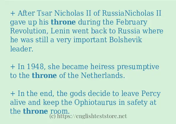 Some example sentences of throne