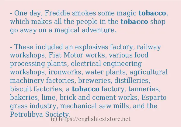 Some example sentences of tobacco