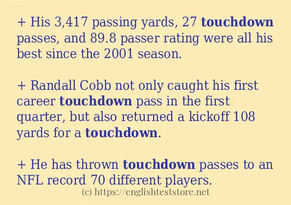 Some example sentences of touchdown