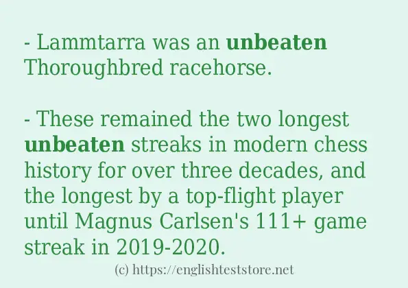 Some example sentences of unbeaten