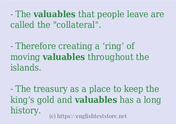 Some example sentences of valuables