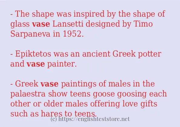 Some example sentences of vase