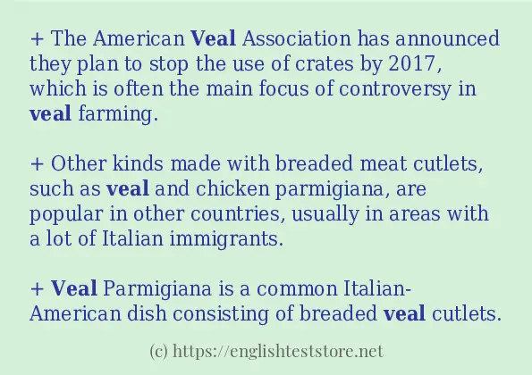 Some example sentences of veal