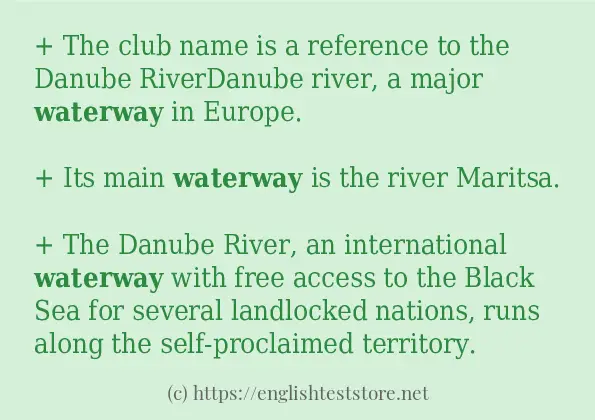 Some example sentences of waterway