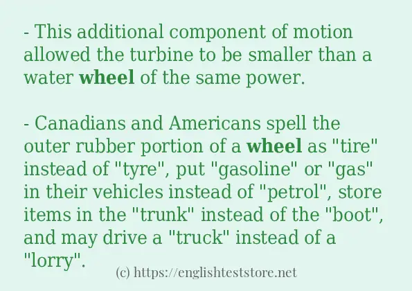 Some example sentences of wheel