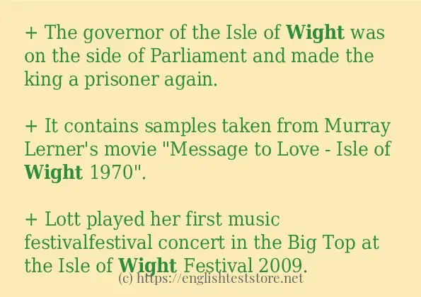 Some example sentences of wight