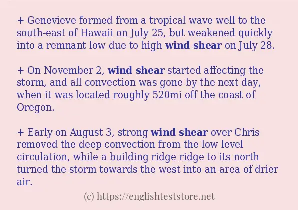 Some example sentences of wind shear