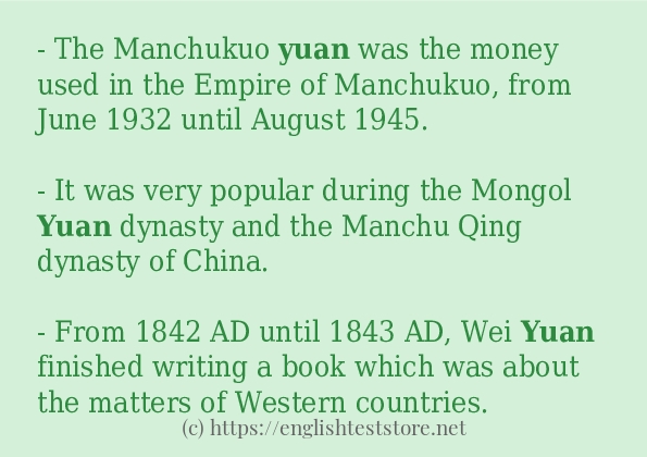 Some example sentences of yuan