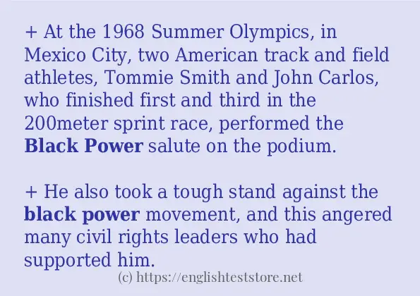 Some in-sentence examples of Black power