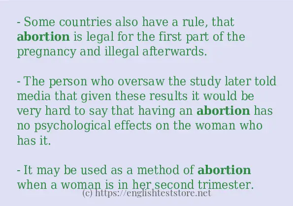 Some in-sentence examples of abortion