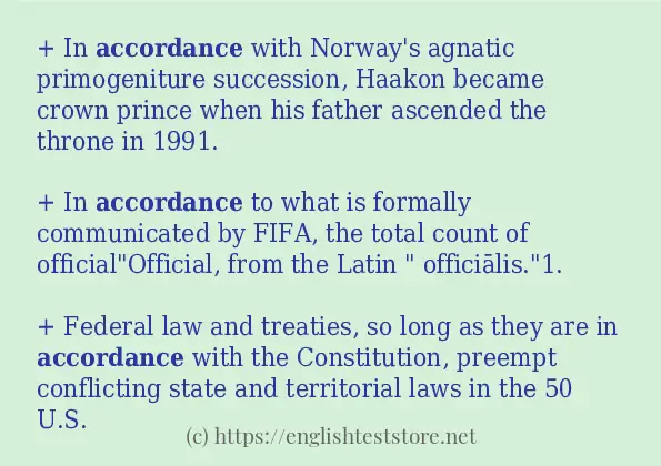 Some in-sentence examples of accordance