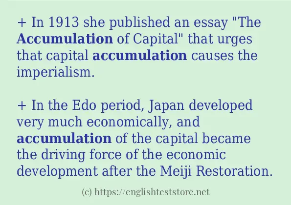 Some in-sentence examples of accumulation