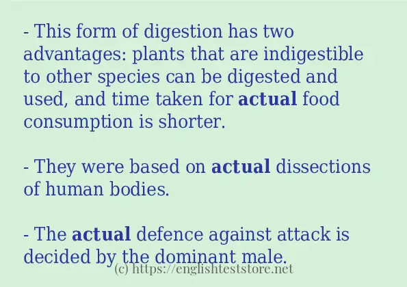 Some in-sentence examples of actual