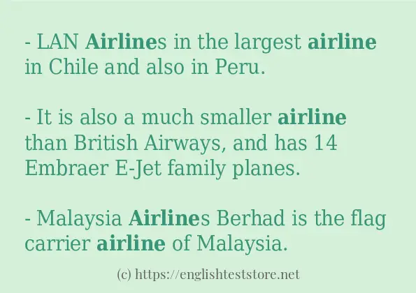 Some in-sentence examples of airline