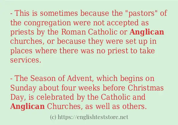 Some in-sentence examples of anglican