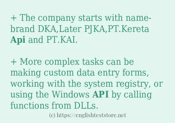 Some in-sentence examples of api