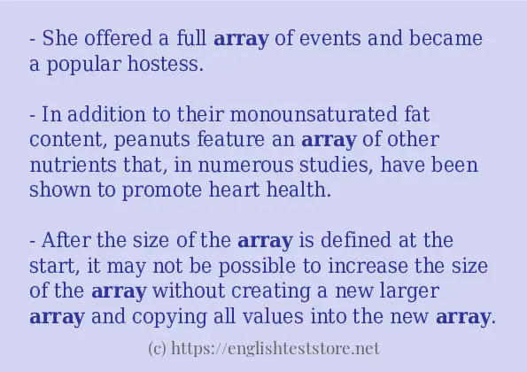 Some in-sentence examples of array