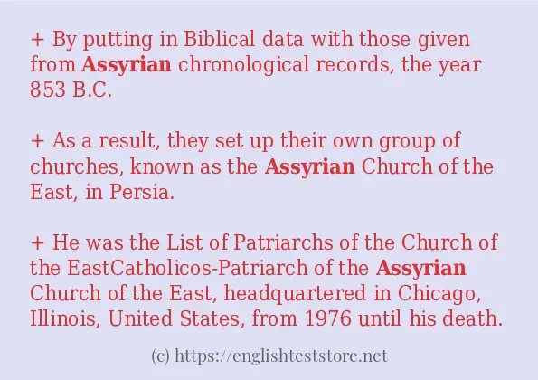 Some in-sentence examples of assyrian