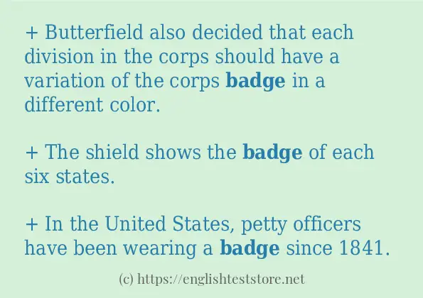 Some in-sentence examples of badge