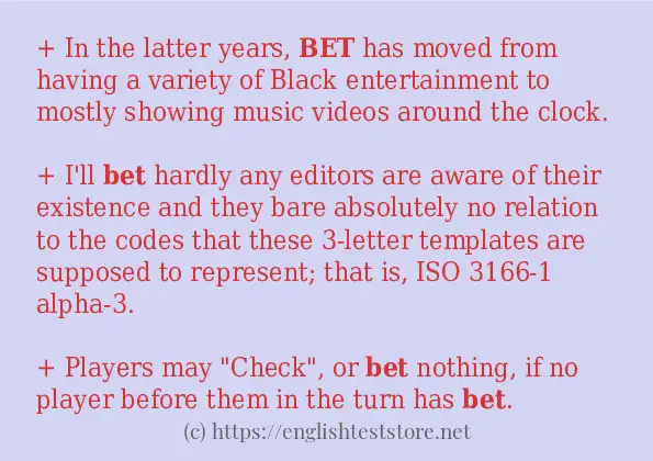 Some in-sentence examples of bet