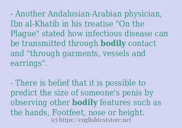 Some in-sentence examples of bodily