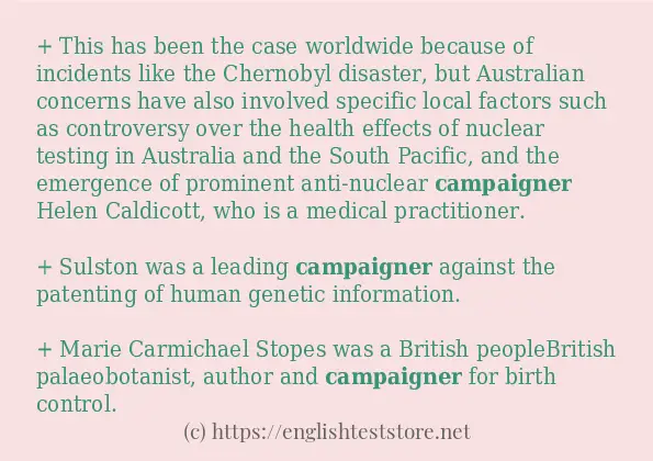 Some in-sentence examples of campaigner