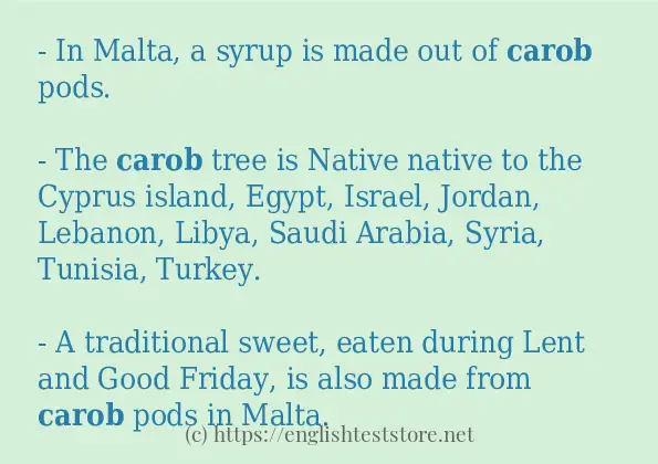 Some in-sentence examples of carob
