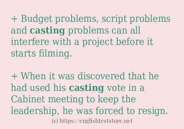 Some in-sentence examples of casting