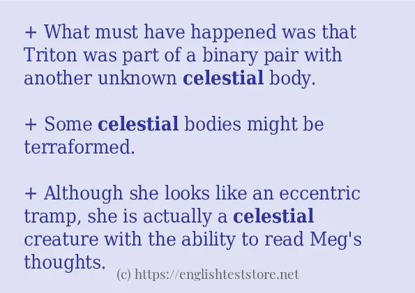 Some in-sentence examples of celestial