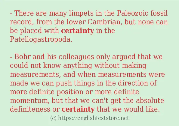 Some in-sentence examples of certainty