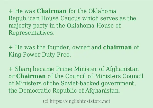 Some in-sentence examples of chairman