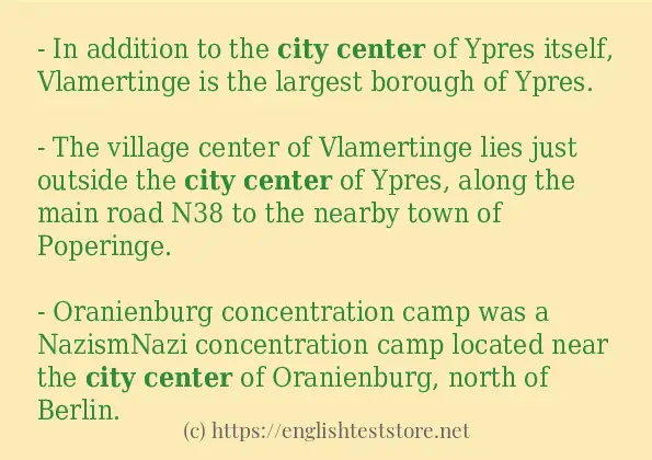 Some in-sentence examples of city center