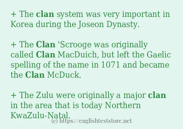 Some in-sentence examples of clan