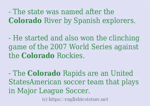 Some in-sentence examples of colorado