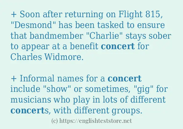 Some in-sentence examples of concert