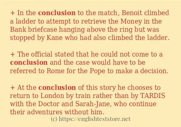 Some in-sentence examples of conclusion