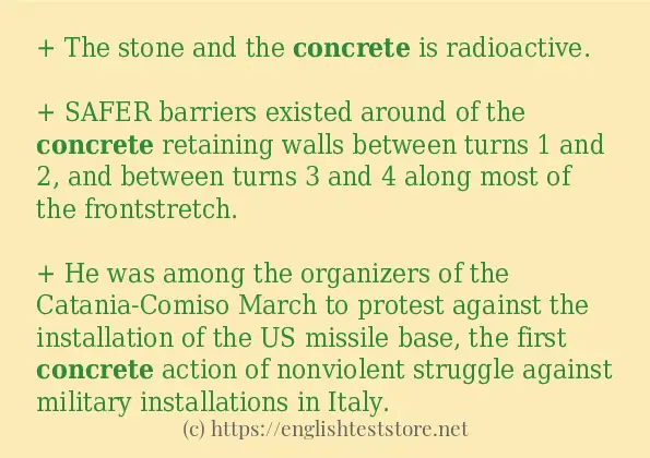 Some in-sentence examples of concrete