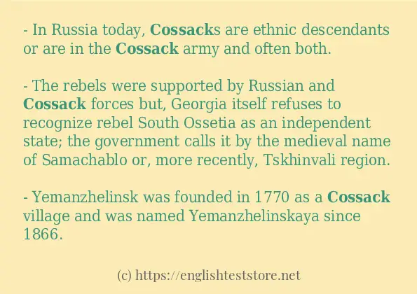 Some in-sentence examples of cossack