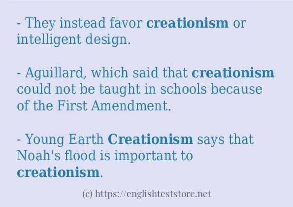 Some in-sentence examples of creationism