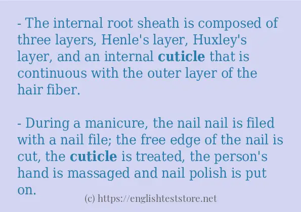 Some in-sentence examples of cuticle