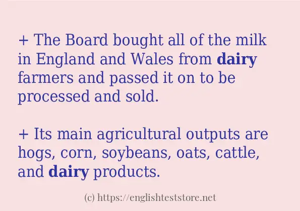 Some in-sentence examples of dairy