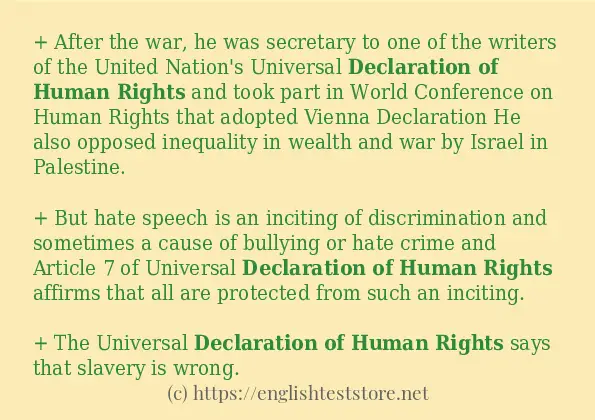 Some in-sentence examples of declaration of human rights