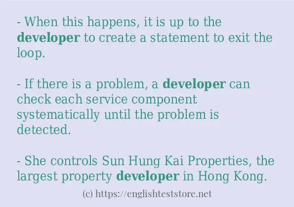 Some in-sentence examples of developer