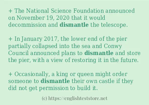 Some in-sentence examples of dismantle