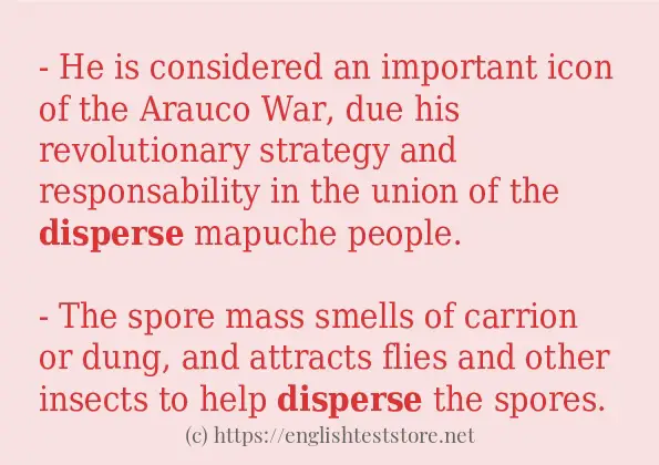 Some in-sentence examples of disperse